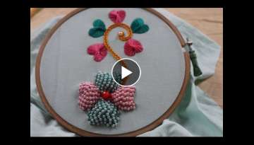 Hand Embroidery Designs | Beads Padded Butterfly Stitch | Stitch and Flower-145