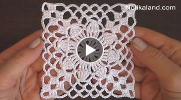 Crochet Easy Flower Square Motif #2