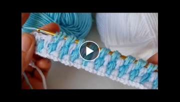 super Easy Tunisian Knitting krochet baby blanket (örgü modeli)