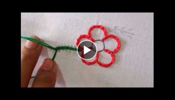 hand embroidery fantasy flower design for kurti, hand embroidery chain stitch flower design
