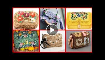 Beautiful crochet clutch design handmade embroidered handbag collection