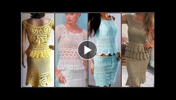 Top 50 Latest creative easy crochet handknit skirts blouse crop top pattern designs for woman
