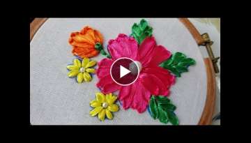 Hand Embroidery DIY Ribbon Flower Embroidery,Super Easy Amazing Ribbon Work Design