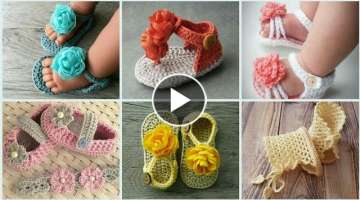 stylish & beautiful attractive crochet knitted baby summer shoes / handmade kids gladiator sandal...