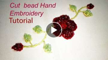 How to make 3D cut bead flower???????? Hand embroidery || Simple cut bead flower making | Beads e...