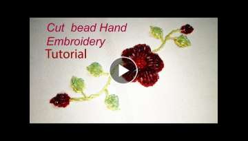 How to make 3D cut bead flower???????? Hand embroidery || Simple cut bead flower making | Beads e...