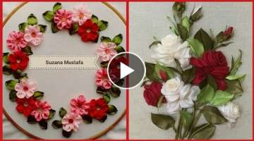 Realistic Silk Ribbon Flower Embroidery Patterns //Hand Embroidery Designs