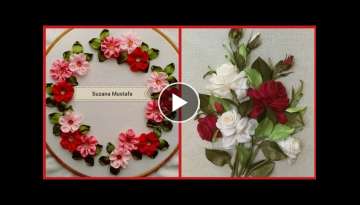 Realistic Silk Ribbon Flower Embroidery Patterns //Hand Embroidery Designs