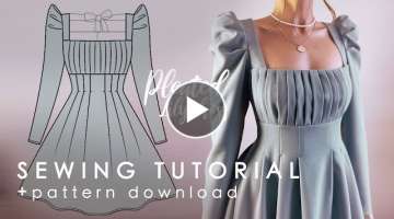 Pleated Dress With Bow Back Detail Sewing Tutorial + Pattern Download |Pleated Lily Dress|