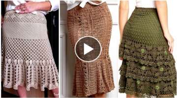 Top trendy hand made crochet flare skirts designs for girls