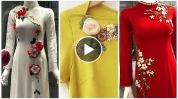Latest and stylish Ribbon work dress design ideas 2019/#Silk ribbon embroidery shirts design