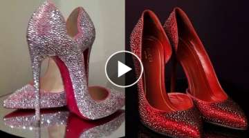 Most beautiful bridal pencil heels shoes/sequence work embalished high heels party wear sandles