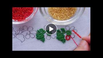 Beaded hand embroidery | Very easy beautiful and gorgeous border line design | Beads work tutoria...