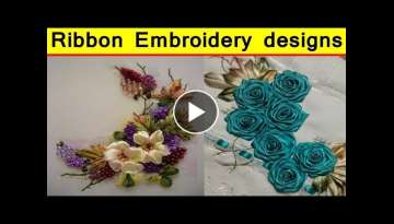 RIBBON EMBROIDERY FLOWERS DESIGNS/Satin ribbon flower embroidery all over design/Hand Embroidery#...