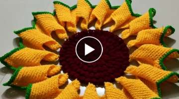 Crochet Sunflower Design Tablecloth ( मराठी - लोकरीचे रुमाल)