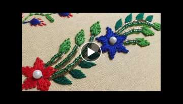 Beaded Hand Embroidery Border line Design for Dresses, Beautiful Border line Design Rup Handicra...