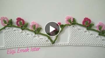 Yeni TASARIM Tığ İşi Havlu Kenarı Modeli | Sarmaşık Çiçeği