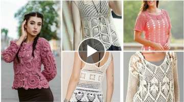 The most stylish & creative crochet cutout circle lace pattern top blouse for girls/Boho fashion