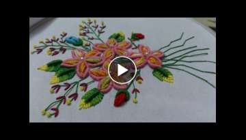 Hand embroidery designs/ double cast on, bullion knot, creton stitches tutorial.