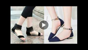 Latest beautiful flat sandals collection 2018#stylish footwear for girls