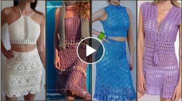 Top wonderful gorgeous stylish easy crochet handknit skirts blouse top pattern designs for woman