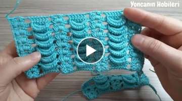 Easy Super Tunisian Knitting Crochet / Tunus işi yapımı çok kolay örgü modeli battaniye yel...