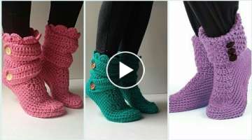 Latest and stylish crochet women boots / crochet slippers pattern #youtube shortvideo