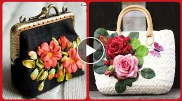 Most Stylish Handmade Ribbon Embroidered Flower Applique Handbags & Clutches Ideas