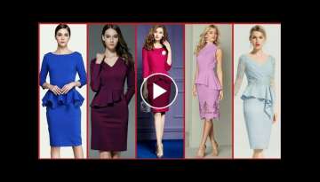 Latest & Elegant Stylish Women Lady Fashion Paloma Peplum Lapel Wear Bodycon Slim Shift Pencil Dr...