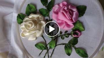 Hand embroidery designs. Ribbon embroidery by hand tutorial. Ribbon roses.