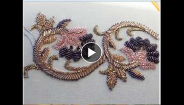 #OUAZRI #BOUCHRA hand embroidery design,border line embroidery beads and stone chain