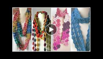 Trendy designer hand knitted crochet susie Skinny scarf design/ high fashion