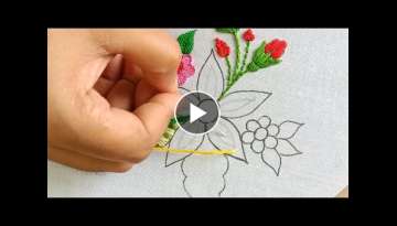 Hand Embroidery Super Easy Buttonhole/Blanket Stitch Variation Flower Design, DIY Sewing Tutorial