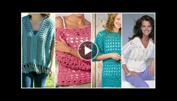 Trendy fashion designer Easy crochet Pattern chunky top vest blouse/boho fashion spring loose beg...