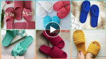 Beautiful Crochet Women's Slippers Styles And Patterns/T-shirt Yarn Crochet Slippers