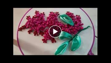 D.l.Y Ribbon Flower embroidery design tutorial / mini ribbon flower embroidery
