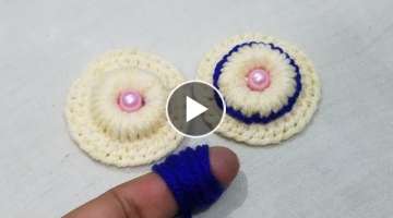 Hand Embroidery:Amazing Double Colour Homemade Flower Button Trick,Easy Idea with Finger Sewing H...