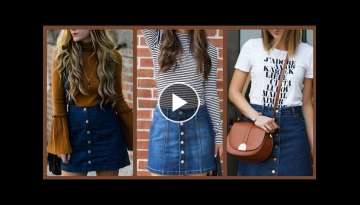 outstanding and elegant (2020) knee length denim skirt design and outfit ideas for girls and wome...