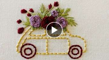 Cute floral car tutorial | Back stitch | Whipped back Stitch | Afeei