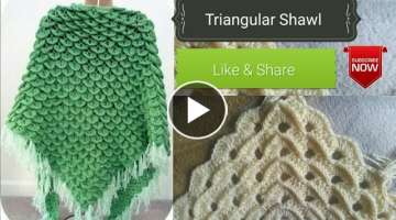 Crochet Design #01# (HINDI) - How to Crochet triangle shawl !! (Poncho)