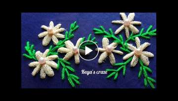 Hand embroidery 2019 | Creative mesh fabric flower hand embroidery tutorial / keya's craze