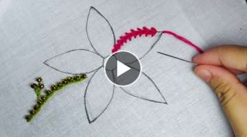 beads hand embroidery flower design,embroidery idea with pearl beads,easy beads creation