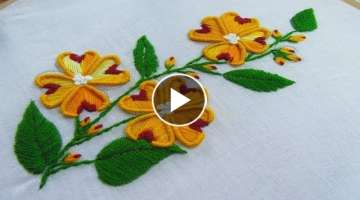 Hand Embroidery; Bullion knot stitch; flower embroidery