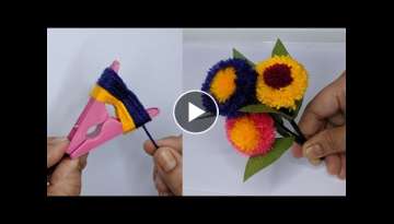 Very Easy & Amazing Hand Embroidery flower design trick | Super Easy Woolen flower design idea