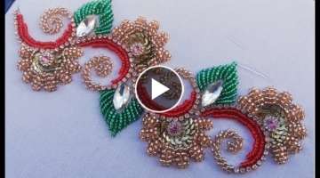 hand embroidery design,border line embroidery with stones and beads
