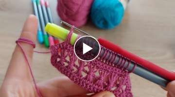 Tığ işi kalem kullanalarak çok gösterişli örgü yelek şal modeli crochet knitting sweater