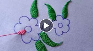 Hand embroidery flower design for kurti, hand embroidery design tutorial for beginners