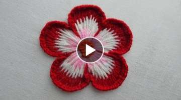 hand embroidery: modern flower stitch | 3d flower embroidery