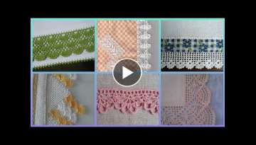 Very Beautiful Crosss Stitch patterns With crochet corner lace for table cloth || Char Suti kerha...