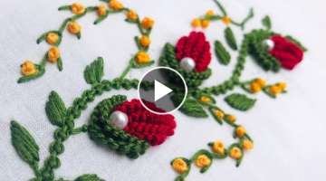 Hand Embroidery: Brazilian Embroidery/ Rose Bud Embroidery